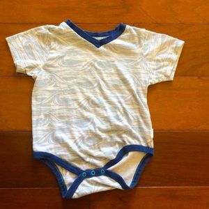 Organic Cotton Burts Bees Baby VNeck Shortsleeve Onsie Ocean Nautical Su…